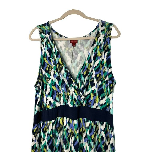 Merona Ladies Long Maxi, Sleeveless, V Neck Multicolored Summer Dress Size 1 - Picture 3 of 7